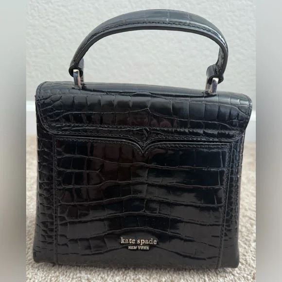 kate spade new york mini Romy Black Croc-Embossed Satchel - Picture 3 of 7